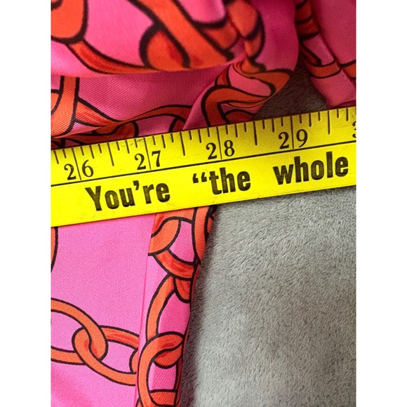 SundayUp Pink Chain Print Long Sleeve Collared Midi Dress L - Picture 3 of 9